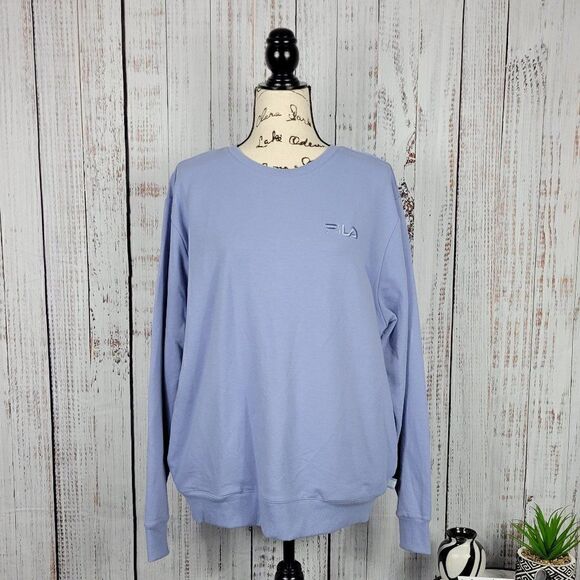 NWT FILA XL Blue Vintage Casual Minimalist Staple Classic Crew Neck Sweatshirt - Picture 1 of 10